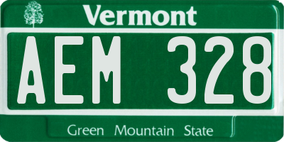 VT license plate AEM328