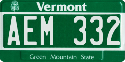 VT license plate AEM332