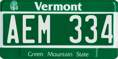 VT license plate AEM334