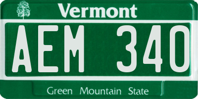 VT license plate AEM340