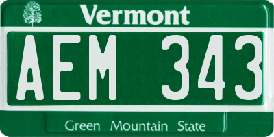 VT license plate AEM343