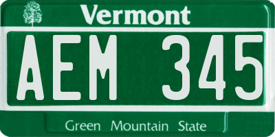 VT license plate AEM345