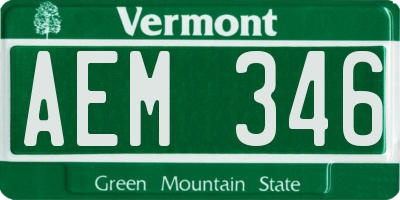 VT license plate AEM346
