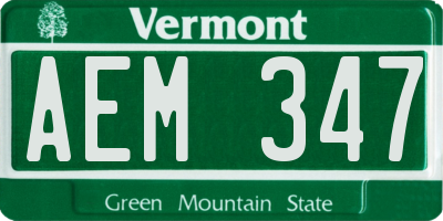 VT license plate AEM347