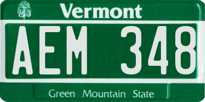 VT license plate AEM348