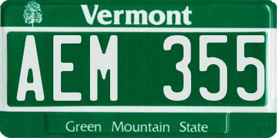 VT license plate AEM355