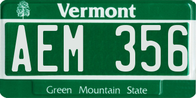VT license plate AEM356