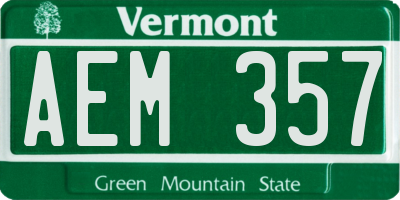 VT license plate AEM357