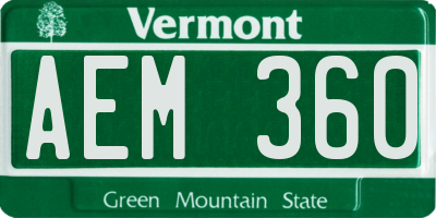 VT license plate AEM360