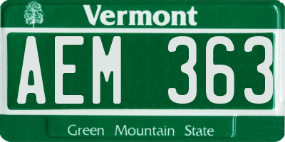 VT license plate AEM363
