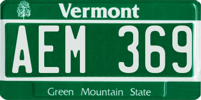 VT license plate AEM369