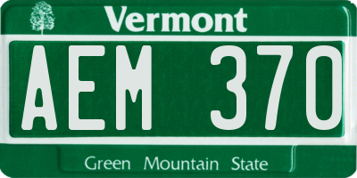 VT license plate AEM370
