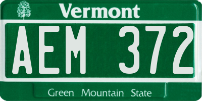 VT license plate AEM372