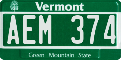 VT license plate AEM374