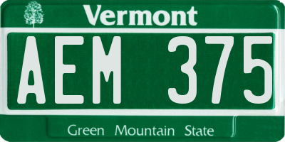 VT license plate AEM375