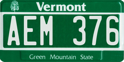VT license plate AEM376