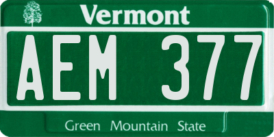 VT license plate AEM377