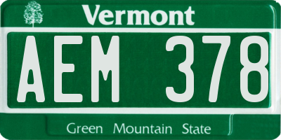 VT license plate AEM378