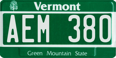 VT license plate AEM380
