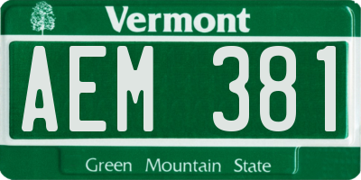 VT license plate AEM381