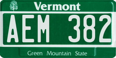 VT license plate AEM382