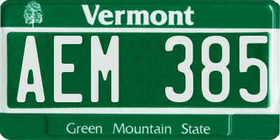 VT license plate AEM385