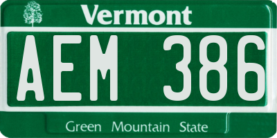 VT license plate AEM386
