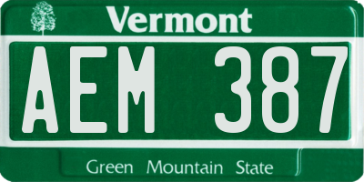 VT license plate AEM387