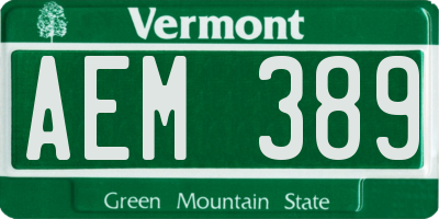 VT license plate AEM389