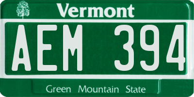 VT license plate AEM394