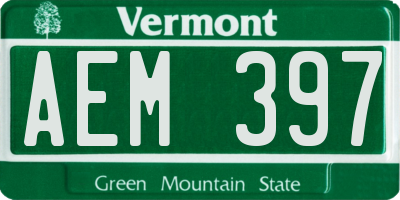 VT license plate AEM397