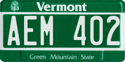 VT license plate AEM402