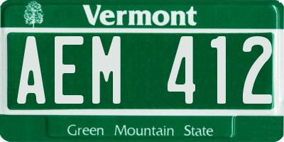 VT license plate AEM412