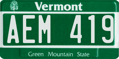 VT license plate AEM419