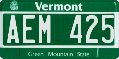 VT license plate AEM425