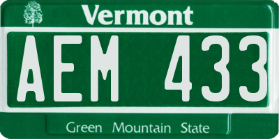 VT license plate AEM433