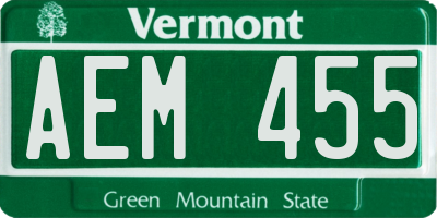 VT license plate AEM455