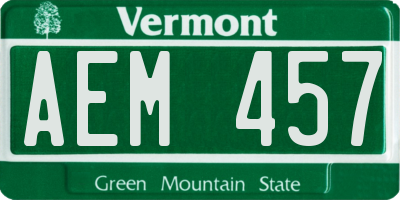 VT license plate AEM457