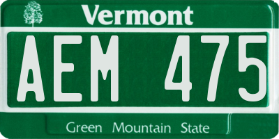 VT license plate AEM475