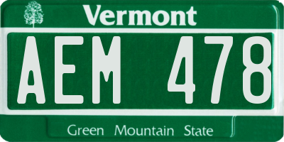 VT license plate AEM478