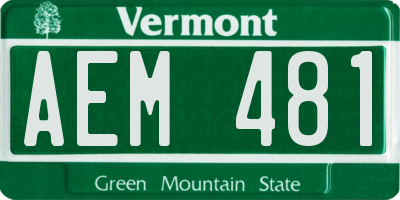 VT license plate AEM481