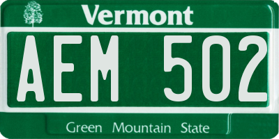 VT license plate AEM502