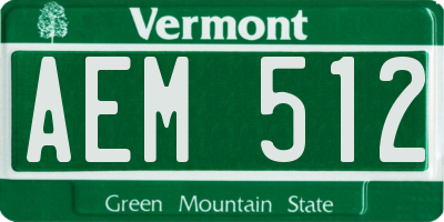 VT license plate AEM512