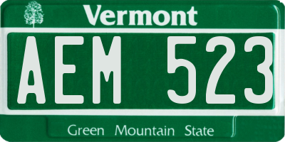 VT license plate AEM523