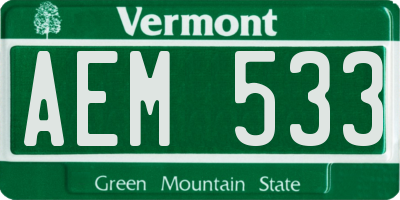 VT license plate AEM533