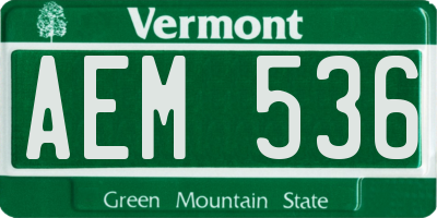 VT license plate AEM536