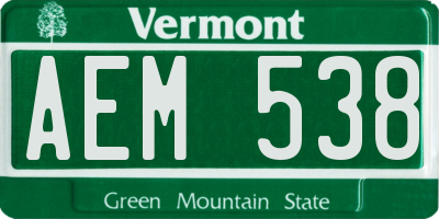 VT license plate AEM538