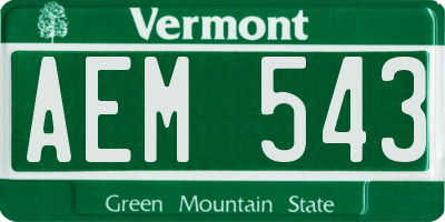 VT license plate AEM543
