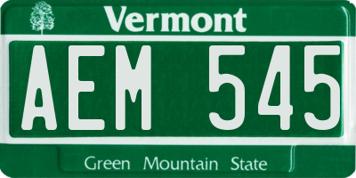VT license plate AEM545