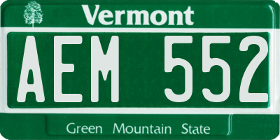 VT license plate AEM552